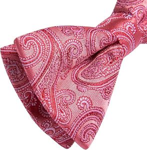 Nœuds papillon unis pour hommes, en soie et polyester, ajustables, faits main, personnalisables, pour smoking, mariage, fête, couleur rose - Product Image 6