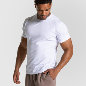 T-shirts de sport pour homme, coupe slim, séchage rapide, respirants, logo personnalisé, 180 g/m², course en plein air, décontractés. - Product Image 4