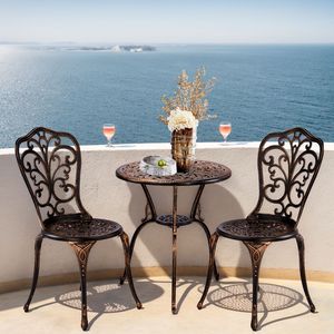 Set Bistrot in Alluminio Pressofuso per Esterni, 3 Pezzi, Resistente alle Intemperie, per Patio, Giardino o Balcone (Design a Farfalla) - Product Image 4