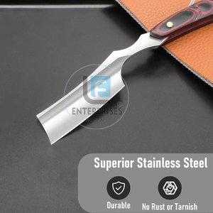 Best Selling Reusable Stainless Steel Wood Handle <b>Straight</b> Shaving <b>Razors</b> Made in Pakistan Low MOQ Durable High Quality - Product Image 4