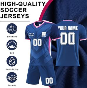 Ensemble de maillots de football personnalisés avec nom, numéro et logo pour hommes, jeunes et enfants, uniforme d'entraînement respirant - Product Image 2