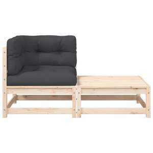 Canapé de jardin modulaire moyen en bois de pin massif anthracite - Product Image 5