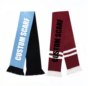 Écharpe longue en acrylique jacquard tricotée pour l'hiver, personnalisable avec logo imprimé, idéale pour le football, vente en gros - Product Image 4