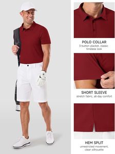 Polo en piqué à manches courtes pour homme, couleur bordeaux, décontracté, tricoté, coupe classique - Product Image 4