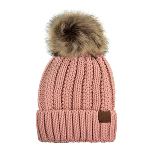 Plush <b>Pom</b> <b>Pom</b> <b>Beanie</b> <b>with</b> Ribbed Texture for Cold Weather Travel Hiking Camping and Relaxed Winter Outfits - Product Image 4