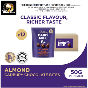 Chocolate Cadbury en Trozos con Almendras Halal, 120g, Dulce Sólido para Exportación, Suministro Internacional a Granel, Hecho en Malasia, Halal - Product Image 2
