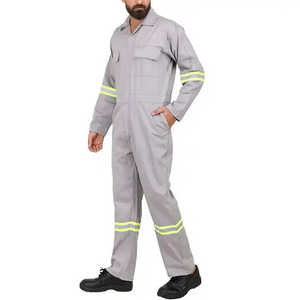 Combinaison de travail en coton gris pour homme avec bandes réfléchissantes pour usage industriel - Product Image 2