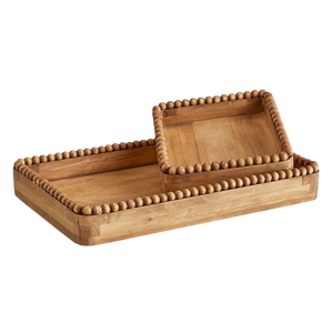 Juego de 2 bandejas de madera de diseño minimalista para decoración de interiores, decoración de bodas, centro de mesa para comedor, para regalo - Product Image 1