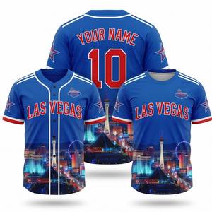 Camiseta de Béisbol Personalizada con Nombre de Equipo, Impresión en Serigrafía, 100% Poliéster, Talla Grande, Secado Rápido, Cuello en V, Manga Corta, Logotipo Delantero/Trasero, OEM - Product Image 2