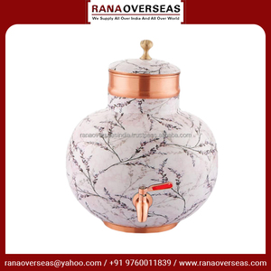 High Standard Quality <b>Top</b> Selling Pure Copper Dispenser Enamel Print Water Pot for Water Storing Purpose at Home & Offices - Product Image 3