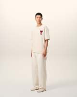 Kaos Pria Lengan Pendek Bordir Hati Merah Regular Fit Kasual Jersey Katun O-Neck 100% Katun Ramah Lingkungan