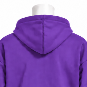 Purple Embroidered Border Hoodie Oversized Pullover <b>Fleece</b> <b>Sweatshirt</b> Decorative Hem Cuffs Kangaroo Pocket Casual Streetwear Top - Product Image 4