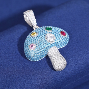 Colgante de Moissanita en Forma de Hongo - Colgante de Moissanita Personalizado en Plata 925, Colgante de Hongo en Plata, Joyería de Plata Hecha a Mano - Product Image 3