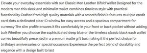Portefeuille classique pour homme en cuir, fin, avec porte-cartes de crédit et fenêtre d'identification, élégant, minimaliste, de qualité supérieure, en cuir véritable texturé, avec poche pour billets - Product Image 5