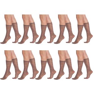Calcetines hasta la rodilla transparentes con estampado de flores para mujer, con banda de sujeción, talla única, 10 pares - Product Image 5