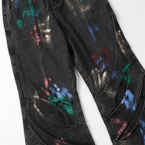 Pantalones Vaqueros con Estampado Gráfico, Corte Holgado, Diseño Personalizado, Lavado Vintage, Estilo Barrel, Rectos, Streetwear, Hip Hop, Y2K - Product Image 5