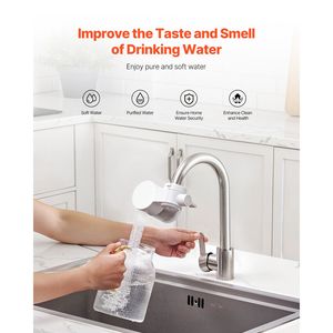 Filtro per Acqua con Montaggio Orizzontale sul Rubinetto, Purificatore in Fibra di Carbonio per Lavello, Rimuove Cloro e 3 Altri Agenti Chimici - Product Image 2