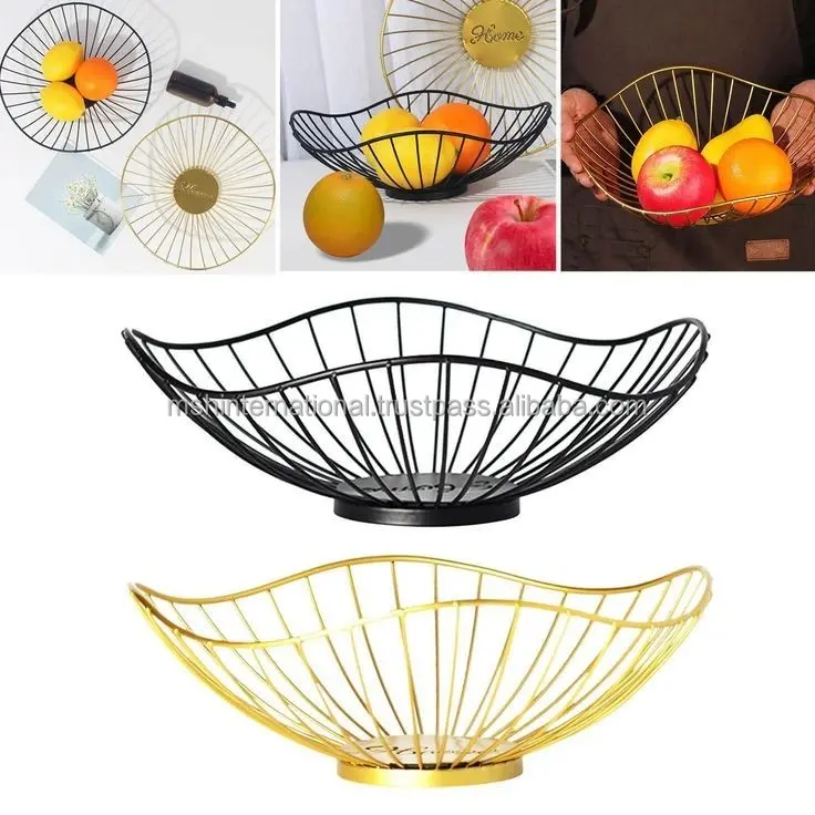 Metal Wire Fruit Stand Washing Bowl Basket Food And Vegetable Holder Serving Bowl Fruit Nordic With Chrome Plated Simple Design