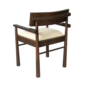 Silla de Comedor de Madera Maciza de Teca con Reposabrazos y Asiento Tapizado, Muebles Modernos de Estilo Nórdico para Restaurante y Hotel - Product Image 5