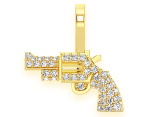 Pendentif Revolver Iced Out en Or Blanc, Moissanite VVS, Breloque Pistolet Hip Hop, Collier de Luxe Tendance pour Hommes - Product Image 1