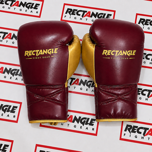 Gants de boxe rectangulaires à lacets, équipement d'entraînement professionnel pour le combat et le sparring, en cuir véritable, fabriqués à la main, pour adultes. - Product Image 1