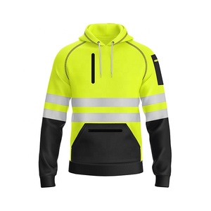 Veste de travail haute visibilité réfléchissante pour hommes, polyester noir et jaune avec bandes de sécurité pour usage industriel - Product Image 2