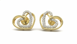 Boucles d'oreilles en forme de cœur avec diamants ronds pour femmes, diamants naturels et de laboratoire - Product Image 1