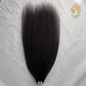 Afro Kinky Straight Cutícula alineada Cabello humano Yaki Kinky Straight Bundles Extensiones de cabello humano - Product Image 1