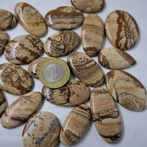 Natural Picture Jasper Cabochons Oval and Teardrop Shapes Polished Loose Gemstones for DIY Jewelry Making Wholesale Bulk Lot - Product Image 4