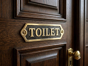 Plaque murale rectangulaire en laiton gravée, signalétique de porte de toilettes, nom d'entreprise personnalisé, enseigne métallique vintage à suspendre pour maison et hôtel - Product Image 4