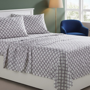 Drap de lit de luxe moderne en microfibre finition pêche 200TC, écologique et lavable en machine pour lit double |   Ensemble de literie lisse et durable - Product Image 1