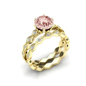 925 Sterling Silver Natural Vintage Morganite Round Gemstone Anniversary Ring Set Semi Precious Stone Jewelry Wholesale - Product Image 5