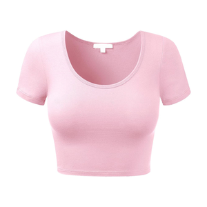 Camisetas Deportivas de Manga Corta para Mujer, Corte Ajustado, Estilo Crop Top, Acanaladas, Casuales, para Yoga - Product Image 4