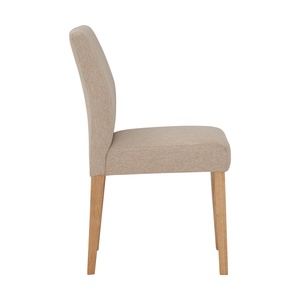 Chaise de salle à manger moderne en chêne malaisien finition naturelle, assise en tissu jersey beige, style nordique, pour mobilier de restaurant - Product Image 3