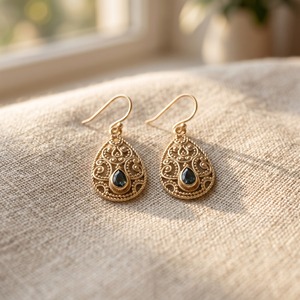 Pendientes Colgantes de Ágata Musgosa Natural con Filigrana Chapada en Oro, Gema de Pera, Joyería Boho Vintage, Regalo para Mujer, Fiesta - Product Image 5