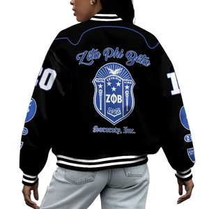 Chaqueta Universitaria Zeta Phi Beta para el Día de los Fundadores, con Parches de Chenilla Bordados, Impermeable, para la Vida Griega de la Hermandad - Product Image 2