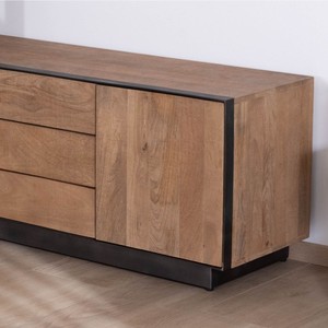 Mueble para TV Vandana Silver Field de 180 cm en madera de mango, estilo Santo, con líneas limpias, puertas y cajones - Product Image 6
