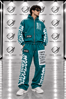 Ensemble de survêtement graphique personnalisé pour homme, sweat à capuche zippé oversize et pantalon de jogging ample, style streetwear, deux pièces, OEM