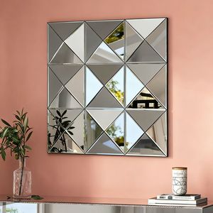 Specchio da Parete 3D con Bordo Smussato, Grande Specchio Quadrato per Arredamento Interno, Adatto per Soggiorno e Vari Spazi - Product Image 1