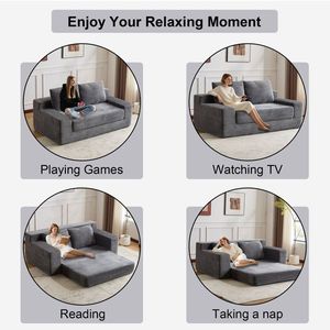 Modern Small Corduroy Loveseat Sofa Comfortable Deep Seat Bed for Bedroom & Living Room Reversible Cushion Pill - Product Image 5