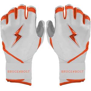 Gants de frappe Bruce Bolt blancs et orange, légers, durables, pour l'entraînement, unisexes, adultes, fermeture à enfiler - Product Image 1