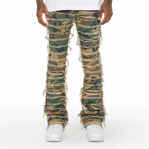 Pantalon en jean décontracté en coton, style streetwear hip-hop, personnalisable, séchage rapide, fermeture boutonnée – Grande Vente - Product Image 1