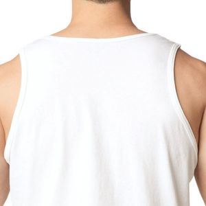 <b>Men</b> Adult Tank Top <b>White</b> Color Premium Sleeveless Cotton <b>Vest</b> Breathable Lightweight Athletic Gym Fitness Workout Running Casual - Product Image 6