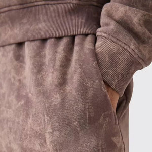 Venta de Fábrica: Conjunto Deportivo Informal de Invierno, Lavado Ácido, Transpirable, Cómodo, Sudadera con Capucha y Pantalones de Chándal de Algodón - Product Image 5