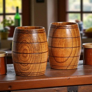 Tazas de Madera Rústicas Estilo Barril - Juego de 2 - Tazas de Estilo Medieval - Product Image 4