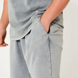 Ensemble 2 pièces homme en coton délavé à l'acide, t-shirt et short décontractés, effet usé et délavé au soleil, idéal pour l'extérieur, prix abordable - Product Image 4