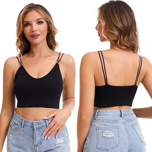 Sujetador deportivo sin aros para mujer, copa completa, talla grande, con tirantes ajustables de punto, sin costuras, espalda en U de nailon, lavable a máquina, para todas las estaciones - Product Image 6