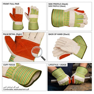 Personalized Cowhide Split <b>Leather</b> Safety Gloves Heavy Duty Soft Retardant Comfortable Double Gun Palm Heat Resistance Anti-Slip - Product Image 4