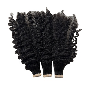 Extensions de cheveux à clips en ruban adhésif 100% cheveux humains vietnamiens, double trame, donneur unique, cuticule, extensions de cheveux à clips en ruban adhésif, cheveux bruts, boucles profondes - Product Image 5