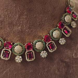 Premium American Diamond Short Neckpiece Fashion Jewelry Set - Product Image 2
